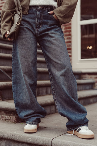 Balloon fit jeans donker blauw - Brooklyn