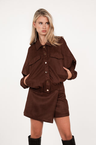 Bomber jacket suede bruin - Aylin