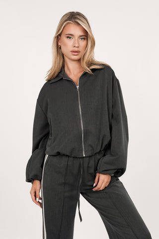 Bomberjasje met rits grijs - Elenor