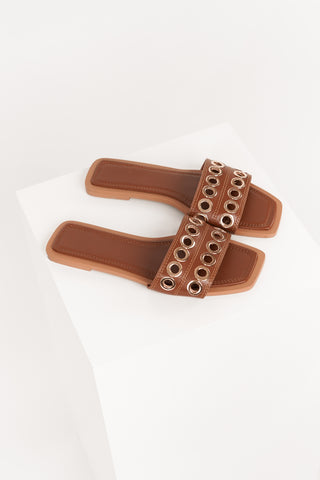 Slippers met studs bruin - Clayton