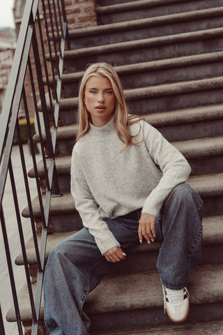 Basic gebreide trui grijs - Taylor