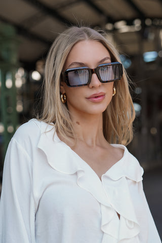 Zonnebril rechthoekig met blauwe glazen - Jasmijn