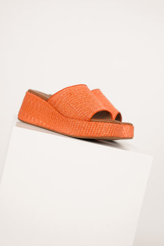 Plateau slippers met riet oranje - Lory
