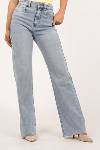 Straight leg jeans destroyed blauw - Pearl