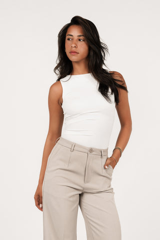 Halter top asymmetrisch wit - Billy