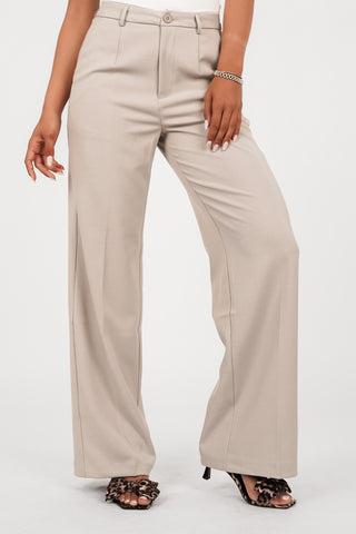 Pantalon dames wijd beige - Sophia