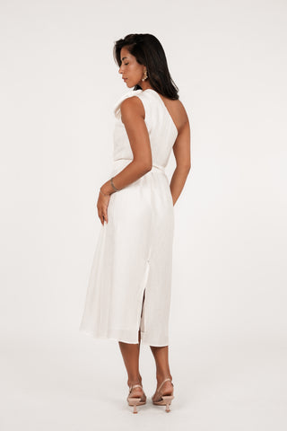Maxi jurk met roos detail wit - Victoria