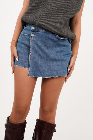 Denim skort donker blauw met overslag - Sifra