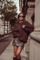 Oversized brown cable knit sweater - Kiki