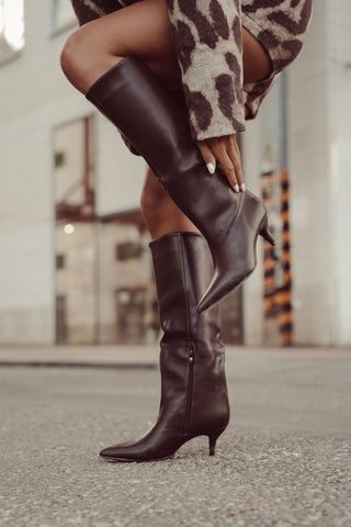 Laarzen met kitten heel bruin - Lova