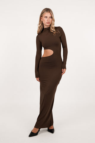 Maxi jurk met cut-out bruin - Sissy
