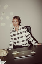 Oversized top with beige stripes - Robbie