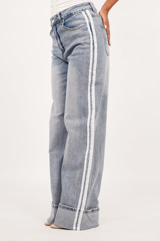 Tall wide leg jeans met pinstripe blauw - Joyce