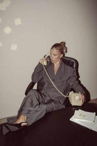 Two piece blazer set grijs - Eliza