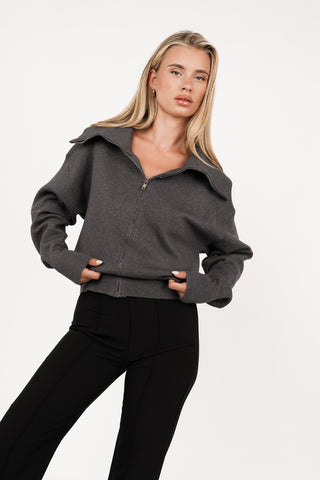 Vest met hoge boord grijs - Mimi