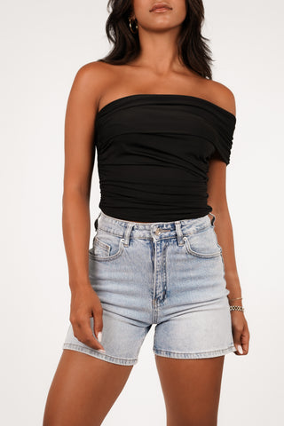 Zwarte top cropped met overslag - Fleur