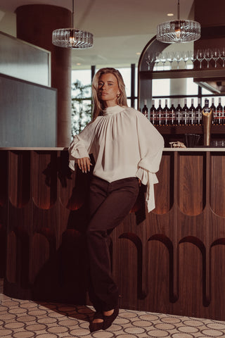 A-lijn blouse wijd creme - Leona