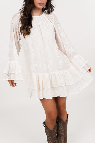 A-lijn jurkje met paisley print creme - Madison