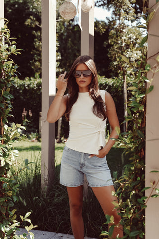 Asymmetrische top creme - Amber
