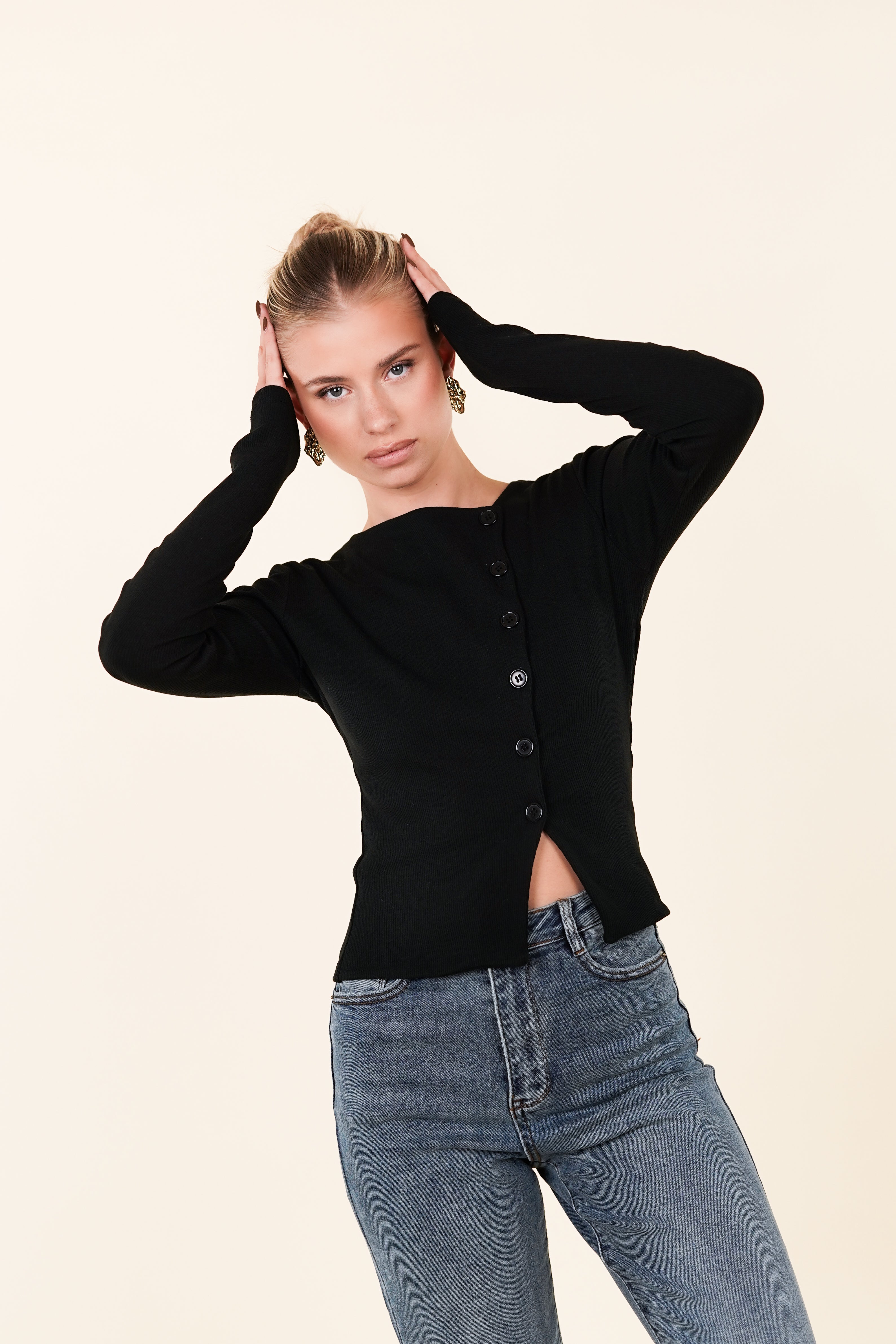 Asymmetrische top zwart sale