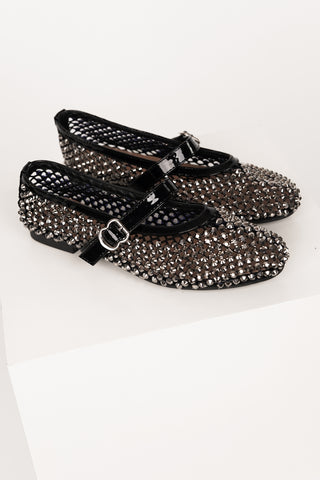 Crocheted ballerinas with black studs - Shelly