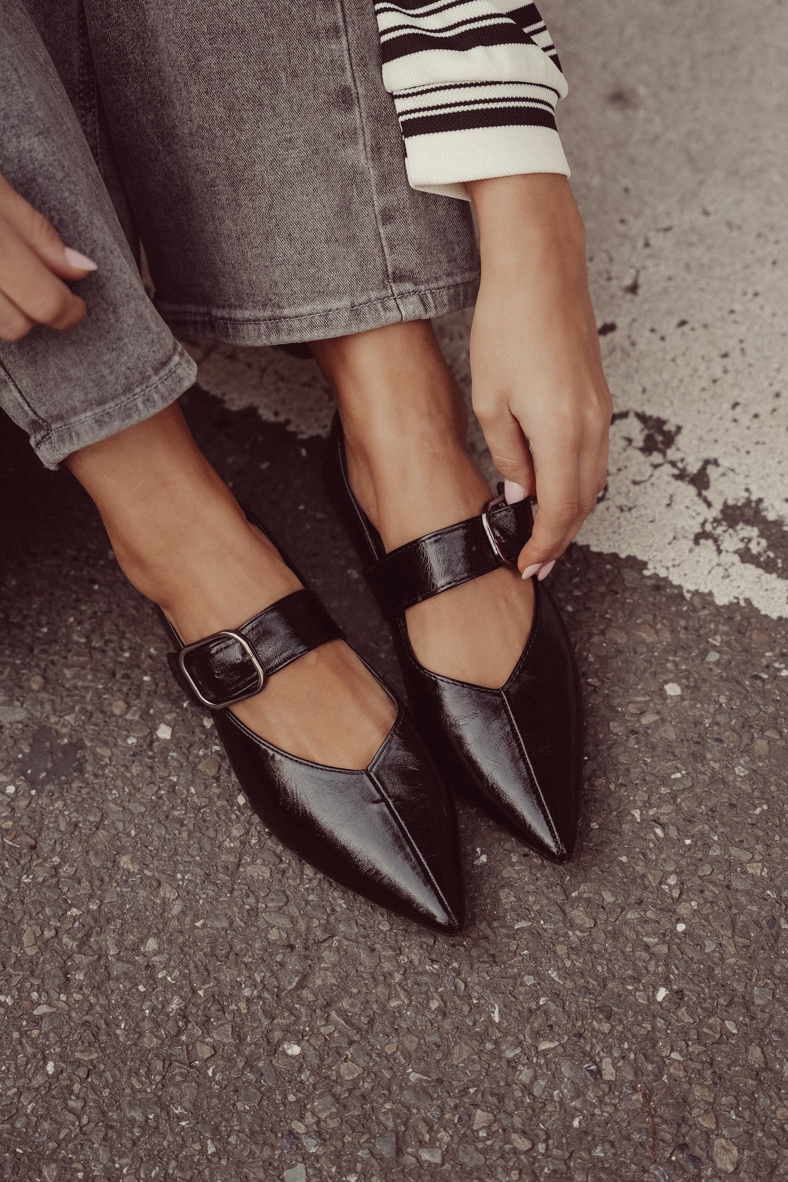 Ballerina zwart met gesp dames schoenen ballerina