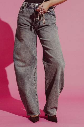 Balloon fit jeans acid wash blauw - Brooklyn