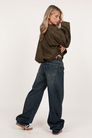 Balloon fit jeans donker blauw - Brooklyn