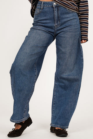 Balloon fit jeans donker blauw - Muze