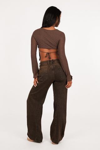 Balloon fit jeans tall acid wash bruin - Gracy