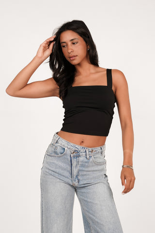 Bandeau top cropped zwart - Wina