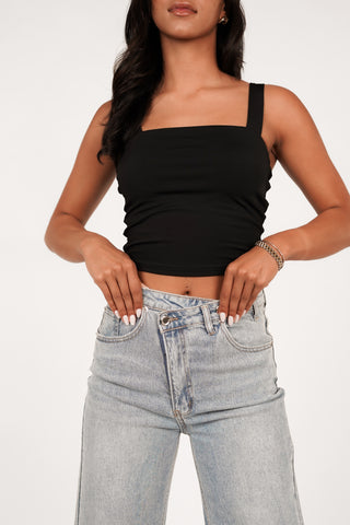 Bandeau top cropped zwart - Wina