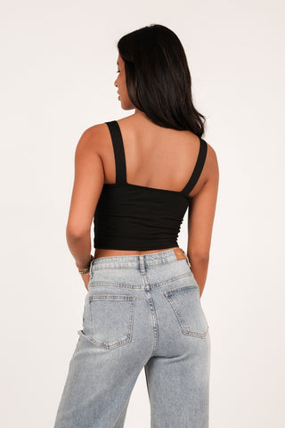 Bandeau top cropped zwart - Wina