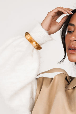 Bangle armband hoekig marmer geel - Madelon