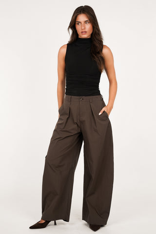 Barrel broek katoen bruin - Lara
