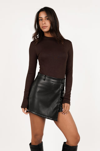 Basic bodysuit met lange mouw bruin - Caro