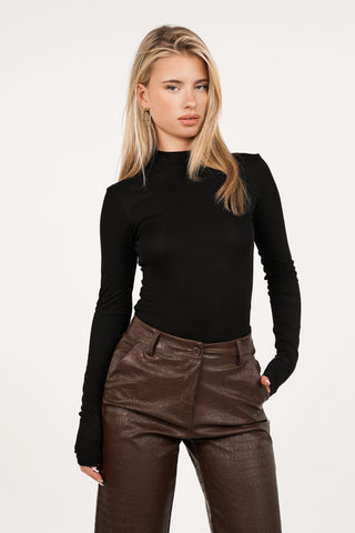 Basic bodysuit met lange mouw zwart - Caro