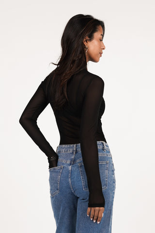 Basic mesh bodysuit zwart - Aisha