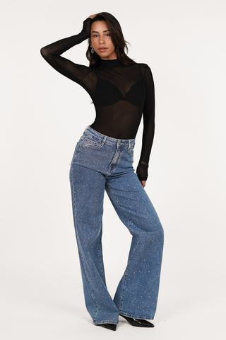 Basic mesh bodysuit zwart - Aisha