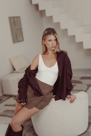 Basic stretch body met lage hals wit - Juliette