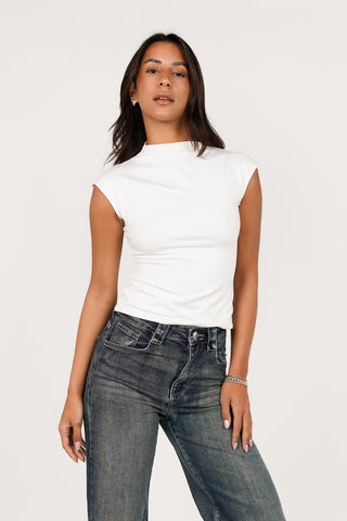 Basic top met korte mouw wit - Indy