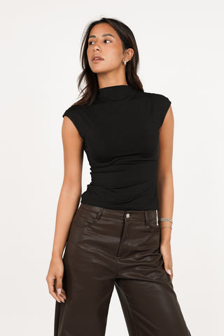 Basic top met korte mouw zwart - Indy