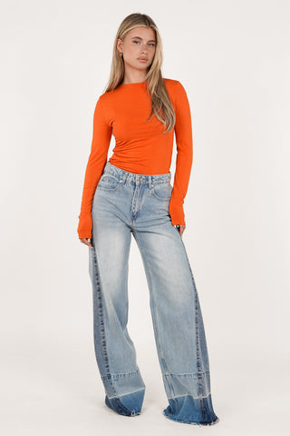 Basic top met lange mouw oranje - Jada