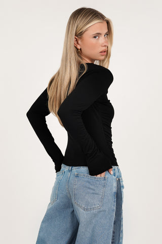 Basic top met lange mouw zwart - Jada