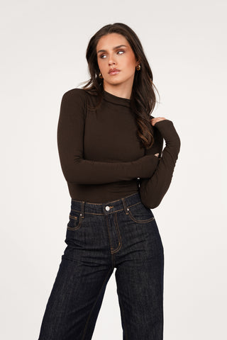 Basic top met turtleneck bruin - Jola