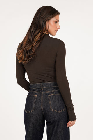 Basic top met turtleneck bruin - Jola
