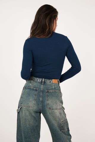 Basic top with turtleneck dark blue - Jola