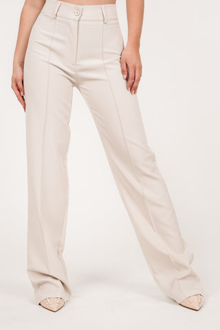 Beige pantalon dames met wijd model - Rachel