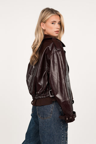 Bikerjacket glimmend bordeaux - Laura