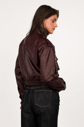 Bikerjacket leatherlook bordeaux - Bobby